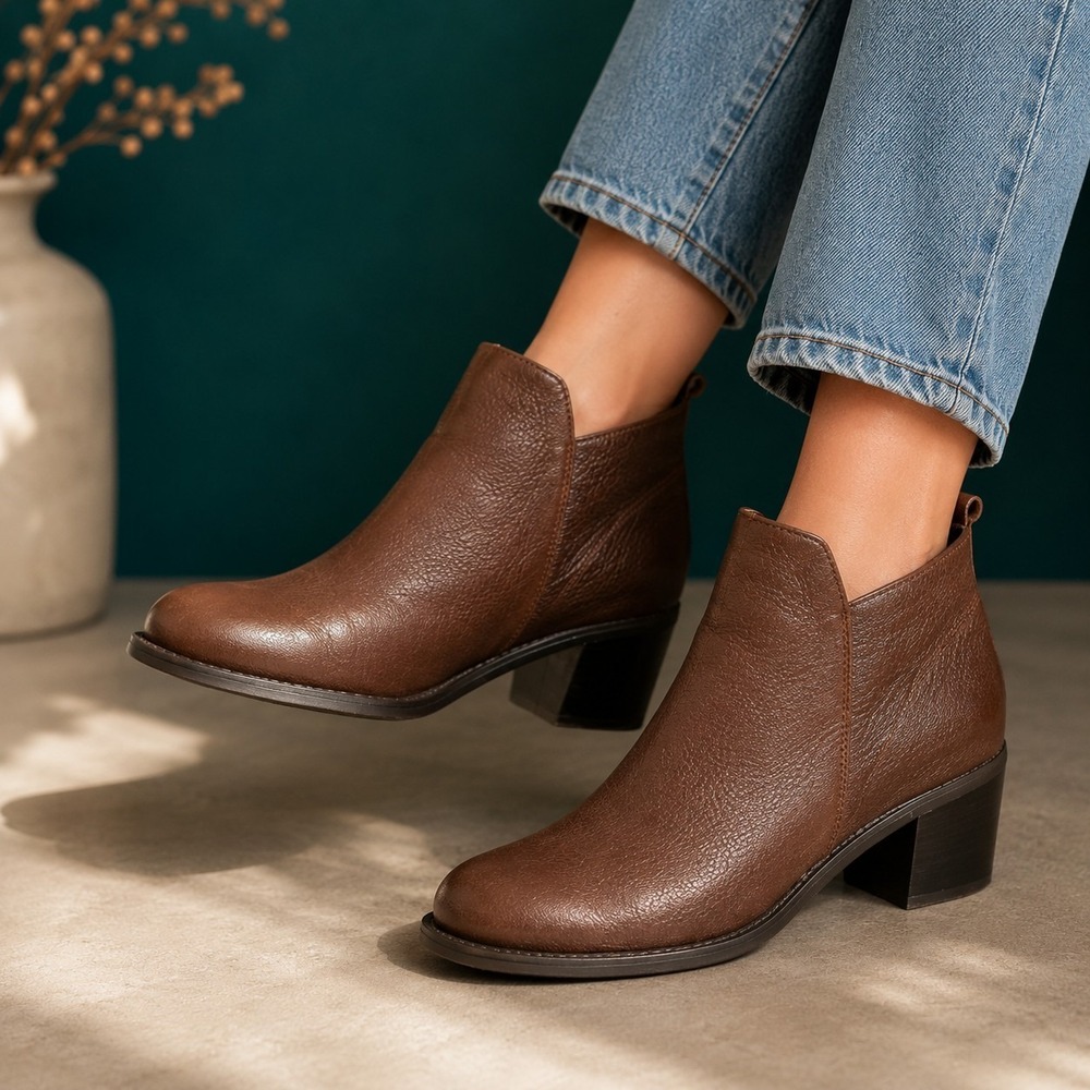 Kenneth Cole Unlisted Women 7.5M Ankle Boots Minimalist Casual Chic Block Heel